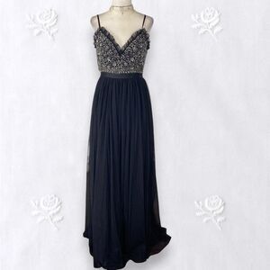 Needle & Thread Andromeda Maxi / BHLDN Avery Open Back Beaded Prom Dress S